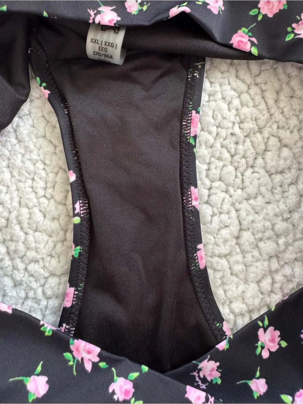 PINK Victoria's Secret Black Bikini Bottoms with Pink Floral Print